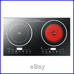 2400W Electric Dual Induction Cooker Cooktop 2 Burner Touch Black Crystal Panel