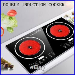 2400W Electric Dual Induction Cooker Countertop Double Burner Cooktop Touch Pane