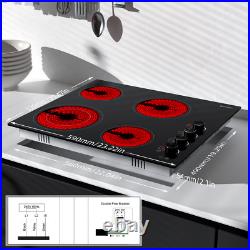 244Burner Built-in Electric Cooktop Ceramic Stove Top Knob Control Timing 6700W