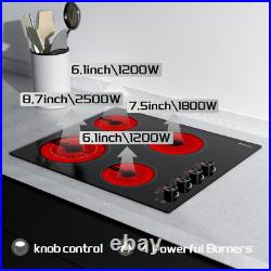 244Burner Built-in Electric Cooktop Ceramic Stove Top Knob Control Timing 6700W