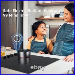 244Burner Built-in Electric Cooktop Ceramic Stove Top Knob Control Timing 6700W