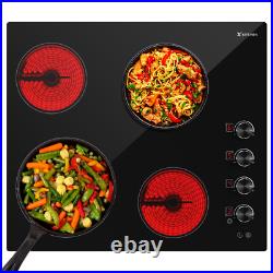 244Burner Built-in Electric Cooktop Ceramic Stove Top Knob Control Timing 6700W