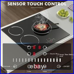 24in 3-Burner Electric Cooktop Ceramic Built-In Sensor Touch Hardwire No Plug