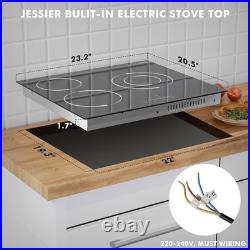 24in 3-Burner Electric Cooktop Ceramic Built-In Sensor Touch Hardwire No Plug