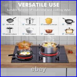 24in 3-Burner Electric Cooktop Ceramic Built-In Sensor Touch Hardwire No Plug