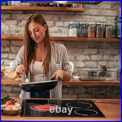 24in 3-Burner Electric Cooktop Ceramic Built-In Sensor Touch Hardwire No Plug