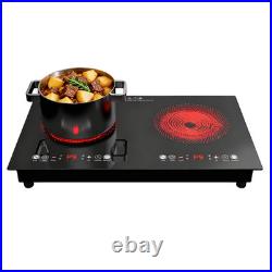 24in Built-in Electric Cooktop Radiant Ceramic Cooktop 2 Burners 2400W