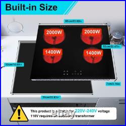 24in Built-in Electric Cooktop Radiant Ceramic Cooktop 4 Burners 220V 6800W