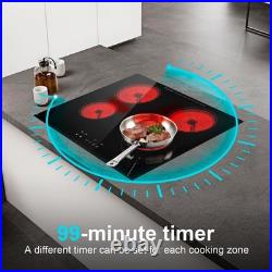 24in Built-in Electric Cooktop Radiant Ceramic Cooktop 4 Burners 220V 6800W