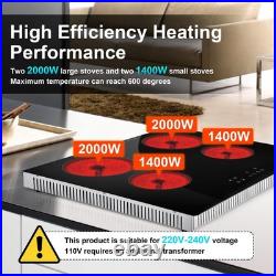 24in Built-in Electric Cooktop Radiant Ceramic Cooktop 4 Burners 220V 6800W