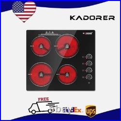 24in Electric Ceramic Cooktop 4 Burners, 8 Power Levels, Residual Heat Indicator