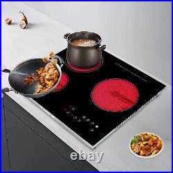 24in Electric Cooktop 2600W 3 Burner Ceramic Stove Top with 9 Heating Levels