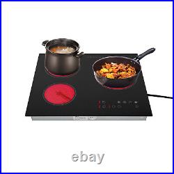 24in Electric Cooktop 2600W 3 Burner Ceramic Stove Top with 9 Heating Levels