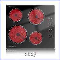 24in Electric Cooktop Built-in 4 Burner Ceramic Cooktop Electric Stove Top 6700W