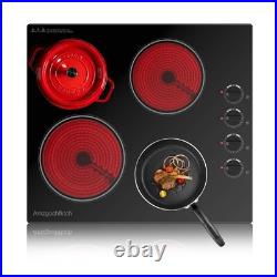 24in Electric Cooktop Built-in 4 Burner Ceramic Cooktop Electric Stove Top 6700W