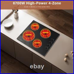 24in Electric Cooktop Built-in 4 Burner Ceramic Cooktop Electric Stove Top 6700W