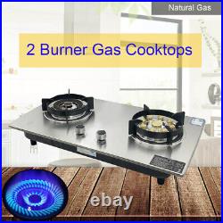 28 Cooktop 2 Burners Built-In Natural Gas Cooker Gas Stove Kitchen Household US