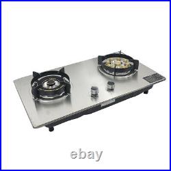 28 Gas Cooktops, 2 Burner Drop-in Natural Gas Cooker, Stainless Steel