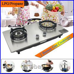 28 LPG/Propane Gas Cooktop Built-in Gas Stove Stainless Steel with2 Burners