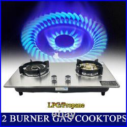28 LPG/Propane Gas Cooktop Built-in Gas Stove Stainless Steel with2 Burners