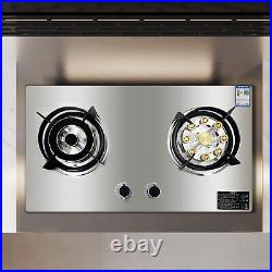 28 Natural Gas Cooker 2 Burner Kitchen Cooktop Hob Stainless Steel Gas Stove US