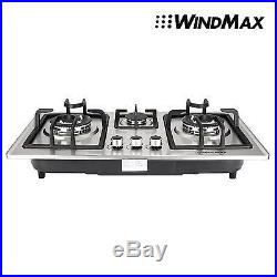 28in. 3 Burners Built-In Stove Top Gas Cooktop Kitchen Easy to Clean Gas Cooking