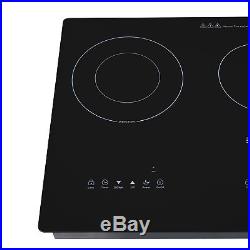 29.5 Electric Induction Cooktops 3 Burners Black Glass Plate Hob Smooth Surface