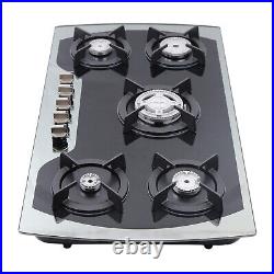 30.3/35.4 Gas Cooktop Stove Tempered Glass Built in Gas Stove 5 Burner Gas Hob