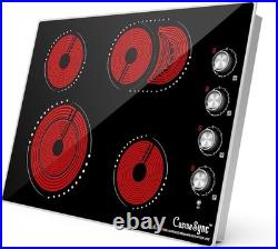 30 4 Burner Electric Cooktop 7400W Built-in Stove, 9 Levels, Knob Control, 240V