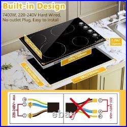 30 4 Burner Electric Cooktop 7400W Built-in Stove, 9 Levels, Knob Control, 240V