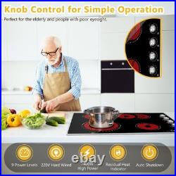 30 4 Burner Electric Cooktop 7400W Built-in Stove, 9 Levels, Knob Control, 240V