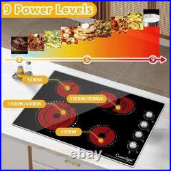 30 4 Burner Electric Cooktop 7400W Built-in Stove, 9 Levels, Knob Control, 240V