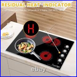 30 4 Burner Electric Cooktop 7400W Built-in Stove, 9 Levels, Knob Control, 240V