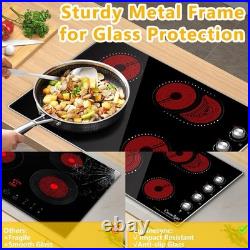 30 4 Burner Electric Cooktop 7400W Built-in Stove, 9 Levels, Knob Control, 240V