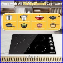 30 4 Burner Electric Cooktop 7400W Built-in Stove, 9 Levels, Knob Control, 240V