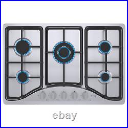 30 5 Burners Gas Cooktop Stainless Steel Built-in LPG NG Hob Silver Cooker US