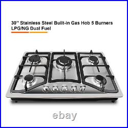 30 5 Burners Stainless Steel Built-in Gas Hob/Stove/Cooktop LPG/NG Dual Fuel
