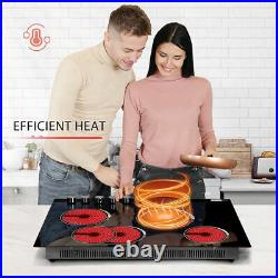 30 7400W Electric Cooktop Ceramic 4 Burners Built-in Stove with Child Safety Lock