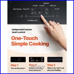 30 Built-in Electric Ceramic Cooktop 5 Burners Glass Stove Touch Control 8600W