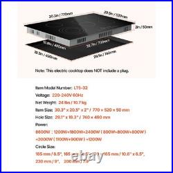 30 Built-in Electric Ceramic Cooktop 5 Burners Glass Stove Touch Control 8600W