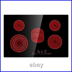 30 Built-in Electric Ceramic Cooktop 5 Burners Glass Stove Touch Control 8600W