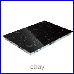 30 Built-in Electric Ceramic Cooktop 5 Burners Glass Stove Touch Control 8600W