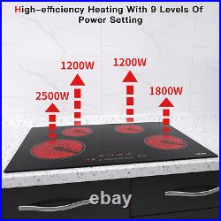 30'' Built-in Electric Ceramic Cooktop Stove Top 4 Burner Timer Touch control
