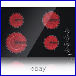 30'' Built-in Electric Cooktop Ceramic Glass Stove 4 Burner Knob Control USA