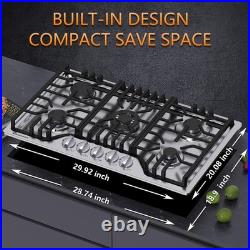 30 Bulit-in Gas Cooktop Stove Top 5 Burners LPG/NG Dual Fuel Stainless Steel
