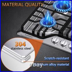 30 Bulit-in Gas Cooktop Stove Top 5 Burners LPG/NG Dual Fuel Stainless Steel
