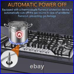 30 Bulit-in Gas Cooktop Stove Top 5 Burners LPG/NG Dual Fuel Stainless Steel