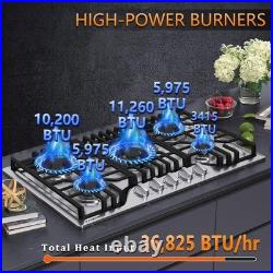 30 Bulit-in Gas Cooktop Stove Top 5 Burners LPG/NG Dual Fuel Stainless Steel