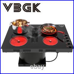 30'' Downdraft Electric Cooktop, 4 Burner Drop-in Stove Top 6000W, 220V Wired