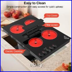 30'' Downdraft Electric Cooktop, 4 Burner Drop-in Stove Top 6000W, 220V Wired